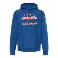 Christmas Pink Flamingo Santa Hat Xmas Lights Pjs Cool Gift Premium Hoodie