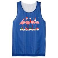 Christmas Pink Flamingo Santa Hat Xmas Lights Pjs Cool Gift Mesh Reversible Basketball Jersey Tank