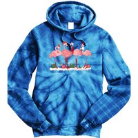 Christmas Pink Flamingo Santa Hat Xmas Lights Pjs Cool Gift Tie Dye Hoodie