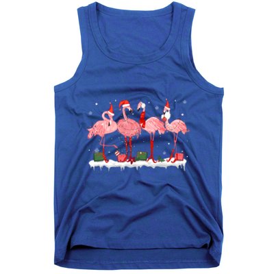 Christmas Pink Flamingo Santa Hat Xmas Lights Pjs Cool Gift Tank Top