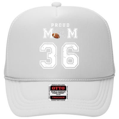 Custom Proud Football Mom Number 36 Personalized For Wo High Crown Mesh Back Trucker Hat