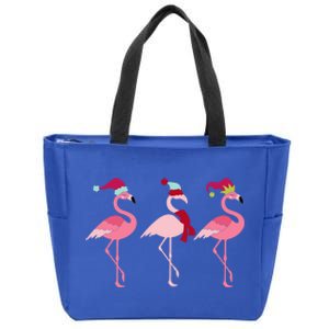 Christmas Pink Flamingo Gift Zip Tote Bag