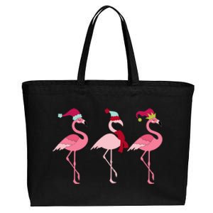 Christmas Pink Flamingo Gift Cotton Canvas Jumbo Tote