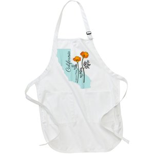 California Poppy Flower Full-Length Apron With Pockets