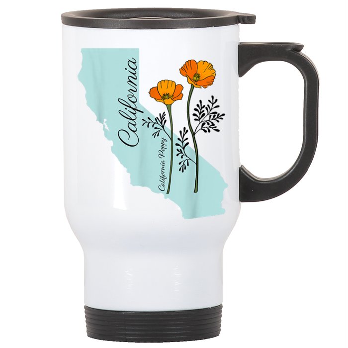 California Poppy Flower Stainless Steel Travel Mug