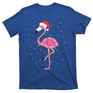 Cute Pink Flamingo Christmas Lights Santa Hat Meaningful Gift T-Shirt