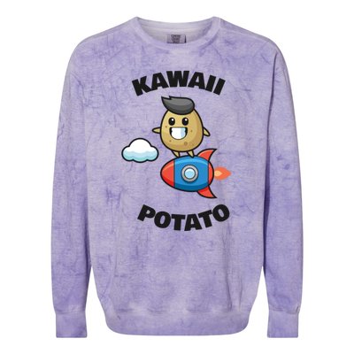 Cute Potato Funny Kawaii Potato Colorblast Crewneck Sweatshirt