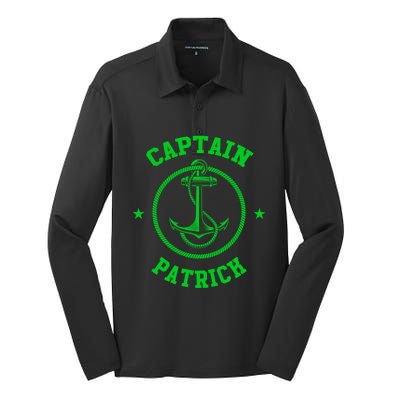 Captain Patrick Funny Personalized Name Sailing Boat Gift Silk Touch Performance Long Sleeve Polo