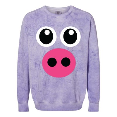 Cute Pig Face Diy Barnyard Animal Halloween Costume Colorblast Crewneck Sweatshirt