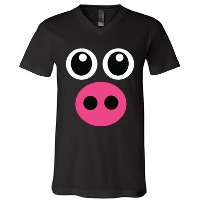 Cute Pig Face Diy Barnyard Animal Halloween Costume V-Neck T-Shirt