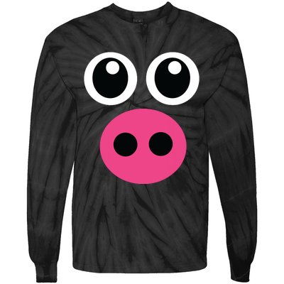 Cute Pig Face Diy Barnyard Animal Halloween Costume Tie-Dye Long Sleeve Shirt