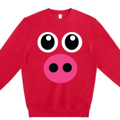 Cute Pig Face Diy Barnyard Animal Halloween Costume Premium Crewneck Sweatshirt