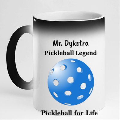 Custom Pickleball For Life Personalize Text Name 11oz Black Color Changing Mug