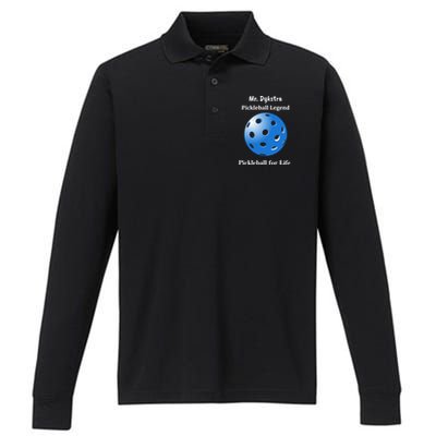 Custom Pickleball For Life Personalize Text Name Performance Long Sleeve Polo