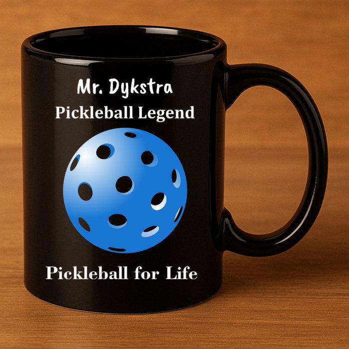 Custom Pickleball For Life Personalize Text Name 11oz C Handle Ceramic Mug