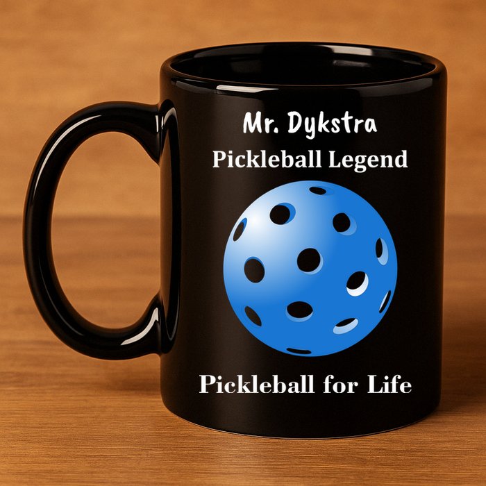 Custom Pickleball For Life Personalize Text Name 11oz C Handle Ceramic Mug