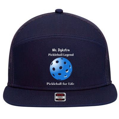 Custom Pickleball For Life Personalize Text Name 7 Panel Mesh Trucker Snapback Hat