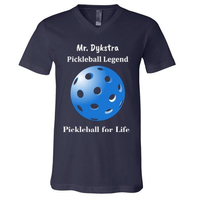 Custom Pickleball For Life Personalize Text Name V-Neck T-Shirt