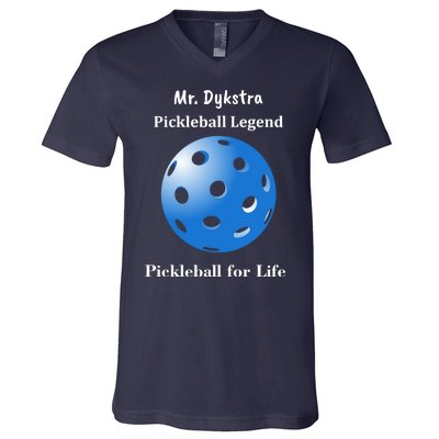 Custom Pickleball For Life Personalize Text Name V-Neck T-Shirt