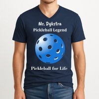 Custom Pickleball For Life Personalize Text Name V-Neck T-Shirt