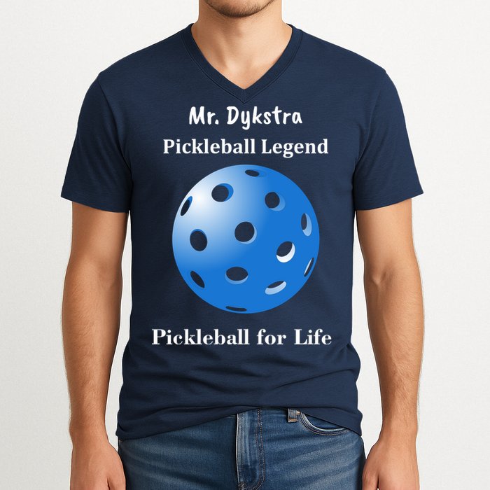 Custom Pickleball For Life Personalize Text Name V-Neck T-Shirt