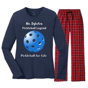 Custom Pickleball For Life Personalize Text Name Women's Long Sleeve Flannel Pajama Set 