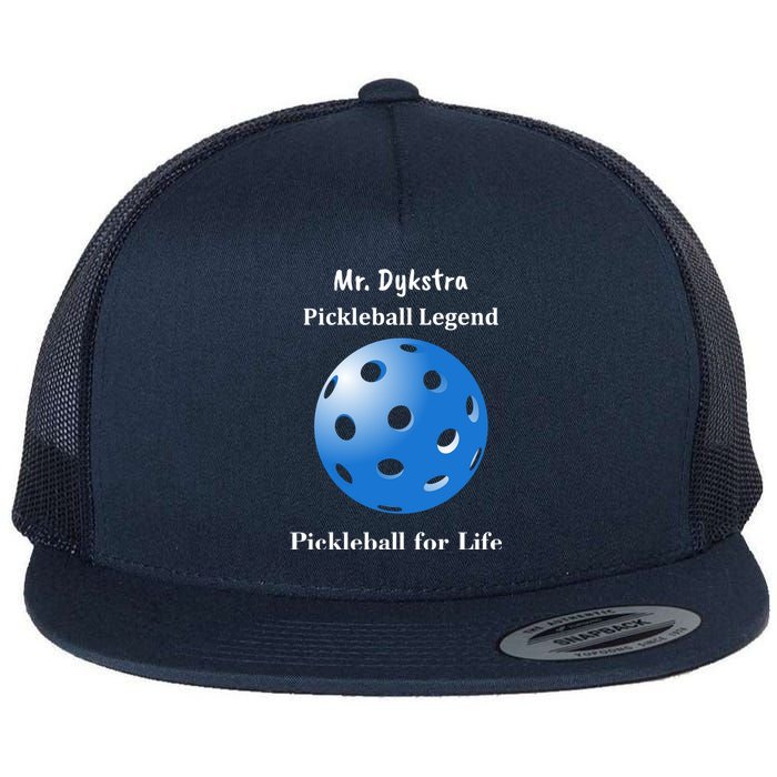 Custom Pickleball For Life Personalize Text Name Flat Bill Trucker Hat