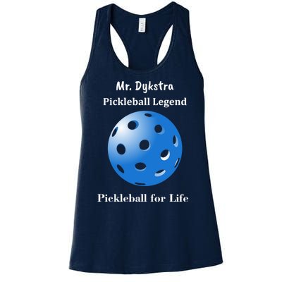 Custom Pickleball For Life Personalize Text Name Women's Racerback Tank