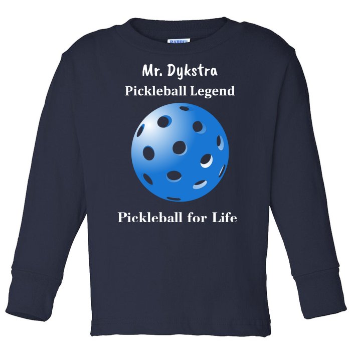 Custom Pickleball For Life Personalize Text Name Toddler Long Sleeve Shirt