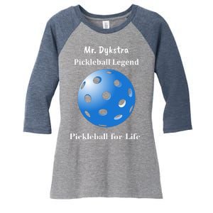 Custom Pickleball For Life Personalize Text Name Women's Tri-Blend 3/4-Sleeve Raglan Shirt