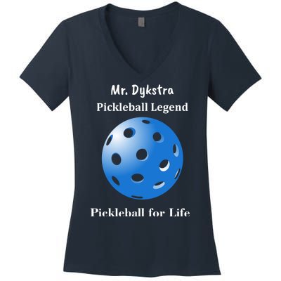 Custom Pickleball For Life Personalize Text Name Women's V-Neck T-Shirt