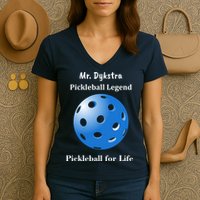 Custom Pickleball For Life Personalize Text Name Women's V-Neck T-Shirt