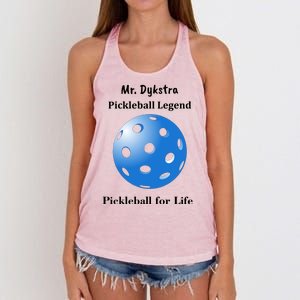 Custom Pickleball For Life Personalize Text Name Women's Knotted Racerback Tank