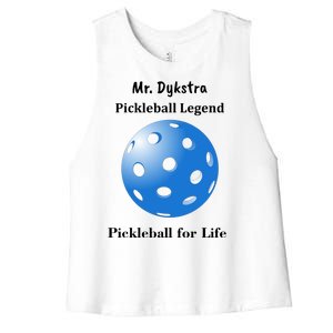 Custom Pickleball For Life Personalize Text Name Women's Racerback Cropped Tank