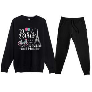 Cute Paris France Vacation Travel Funny Christmas Gift Premium Crewneck Sweatsuit Set