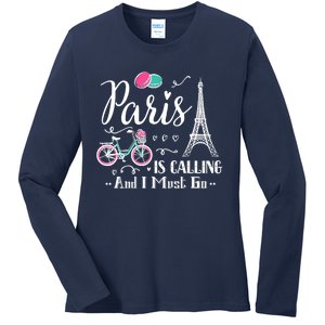 Cute Paris France Vacation Travel Funny Christmas Gift Ladies Long Sleeve Shirt