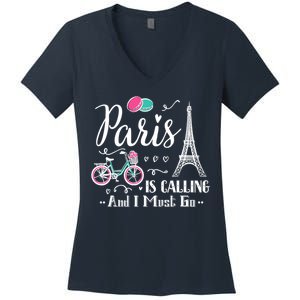 Cute Paris France Vacation Travel Funny Christmas Gift Women's V-Neck T-Shirt