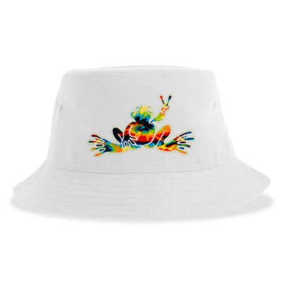 Cool Peace Frog Tie Dye 1960s Fashion Nonconformists Sustainable Bucket Hat