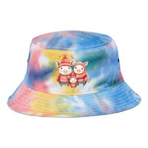 Christmas Pig Family Matching Outfit Tie Dye Newport Bucket Hat