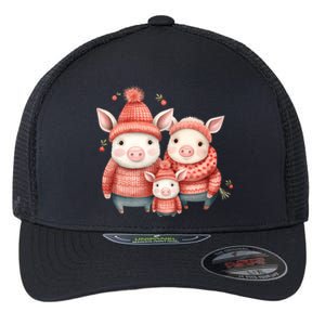 Christmas Pig Family Matching Outfit Flexfit Unipanel Trucker Cap