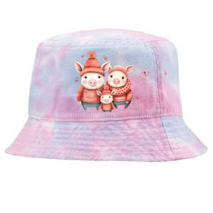 Christmas Pig Family Matching Outfit Tie-Dyed Bucket Hat