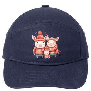 Christmas Pig Family Matching Outfit 7-Panel Snapback Hat