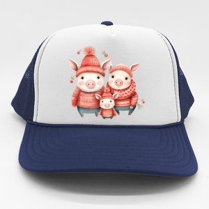 Christmas Pig Family Matching Outfit Trucker Hat