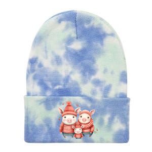 Christmas Pig Family Matching Outfit Tie Dye 12in Knit Beanie