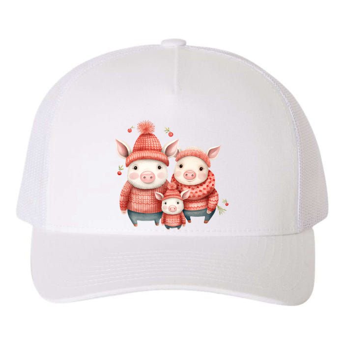 Christmas Pig Family Matching Outfit Yupoong Adult 5-Panel Trucker Hat