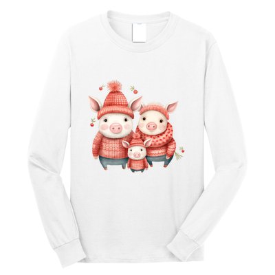 Christmas Pig Family Matching Outfit Long Sleeve Shirt