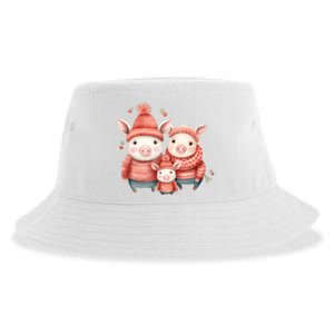 Christmas Pig Family Matching Outfit Sustainable Bucket Hat