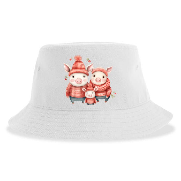 Christmas Pig Family Matching Outfit Sustainable Bucket Hat