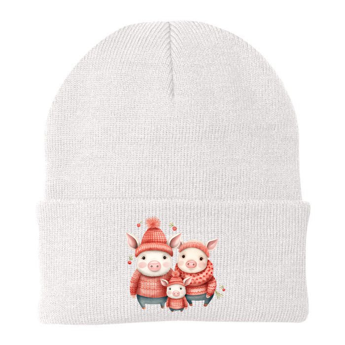 Christmas Pig Family Matching Outfit Knit Cap Winter Beanie