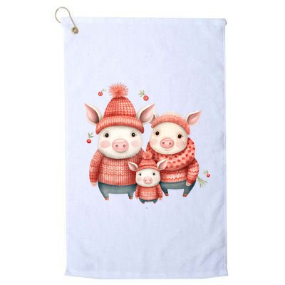 Christmas Pig Family Matching Outfit Platinum Collection Golf Towel